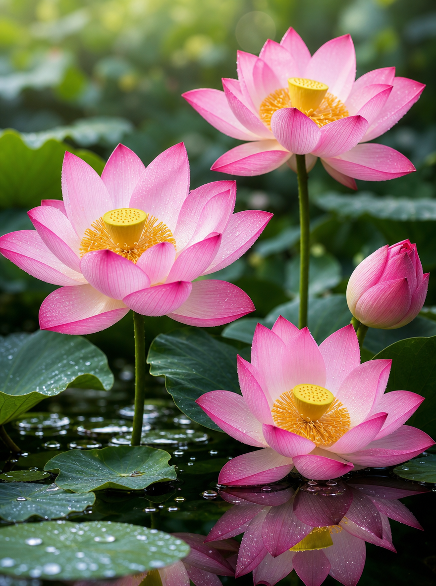 Pink Lotus Pond Bloom