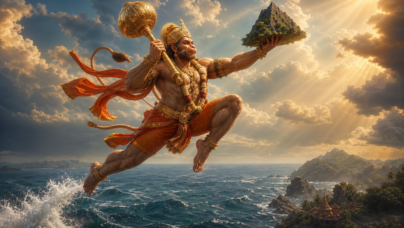 Hanuman Crossing the Ocean