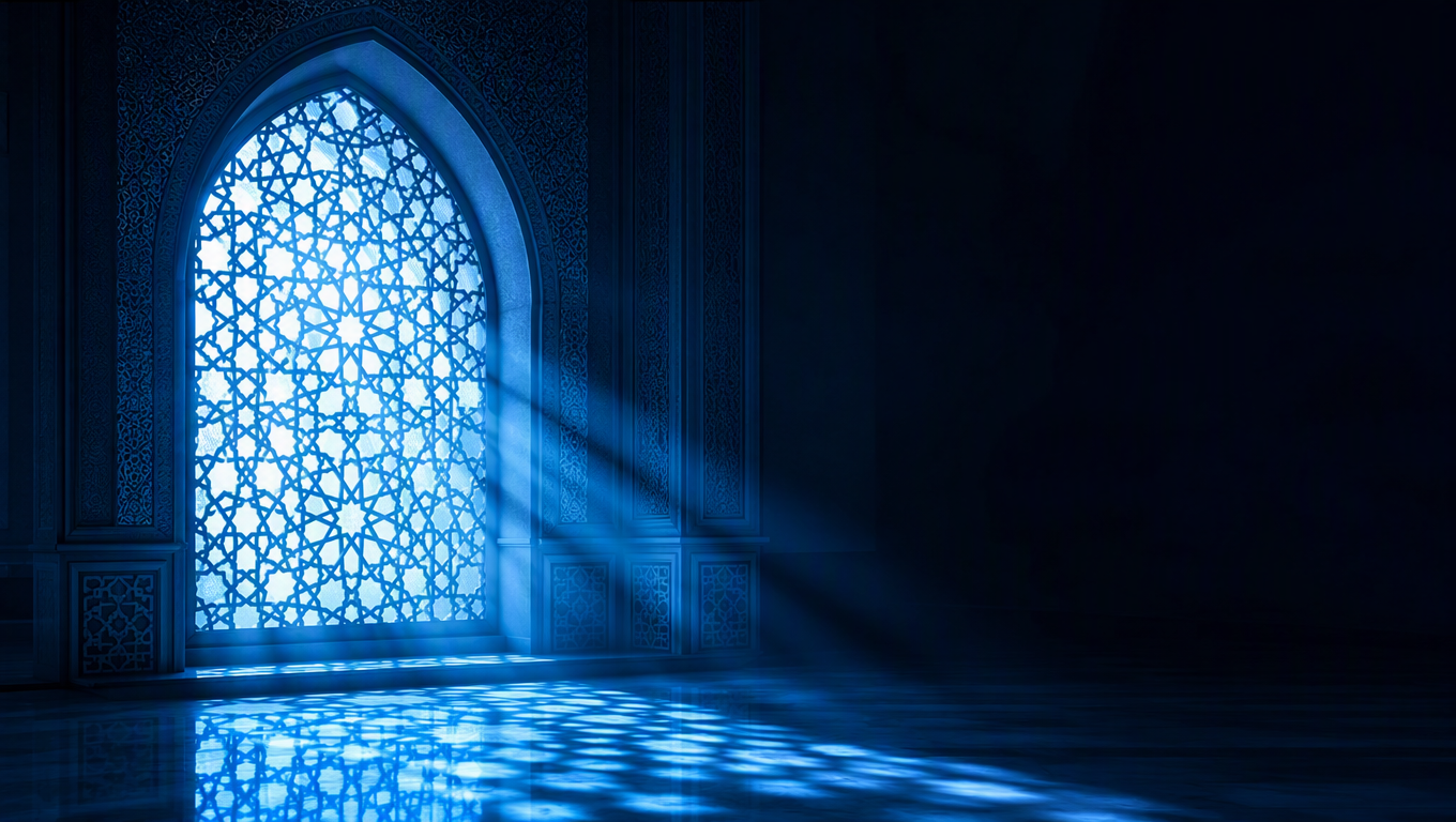 Sacred Arch with Geometric Lattice Light