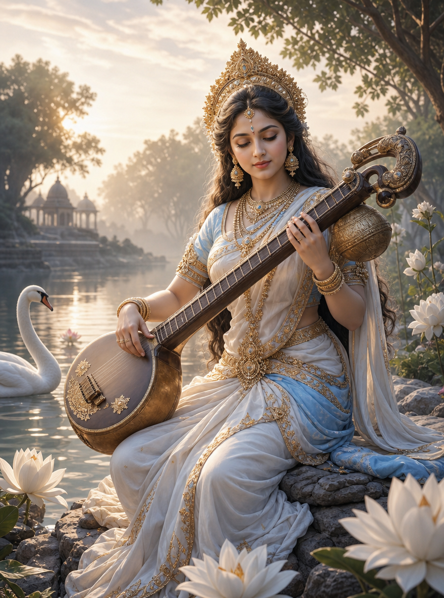 Saraswati by the Sacred River