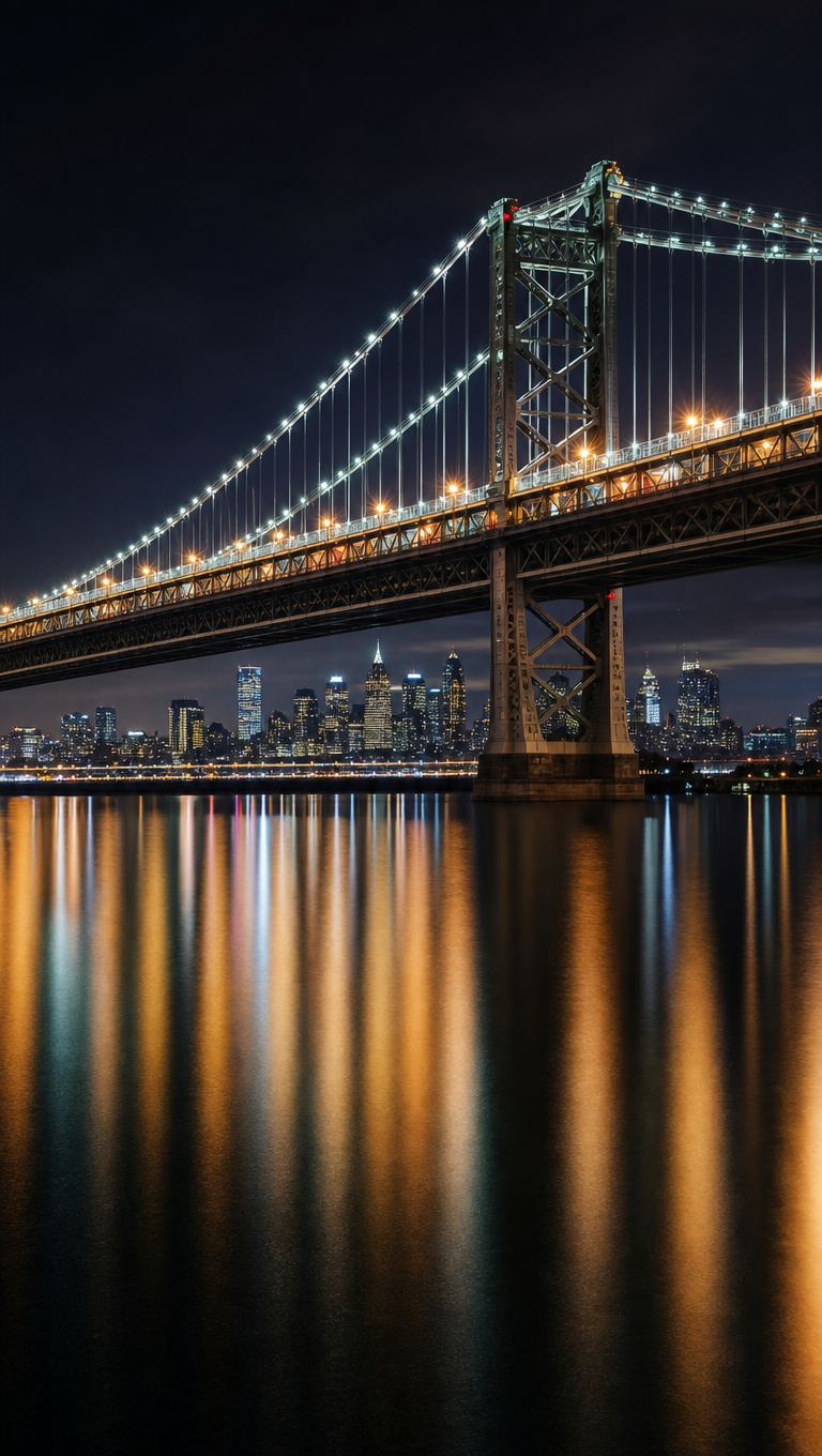 Bridge Light Trails Vertical