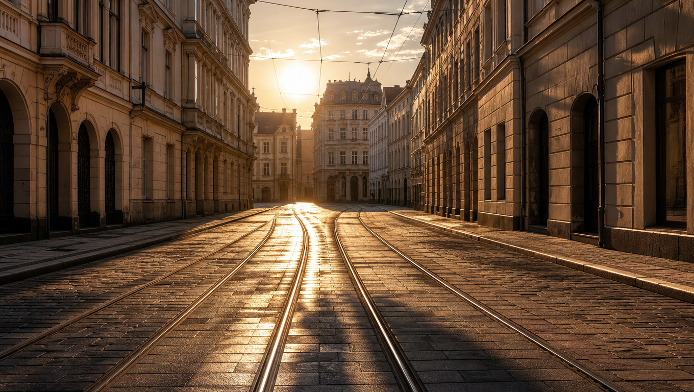 Tram Tracks in Morning Light