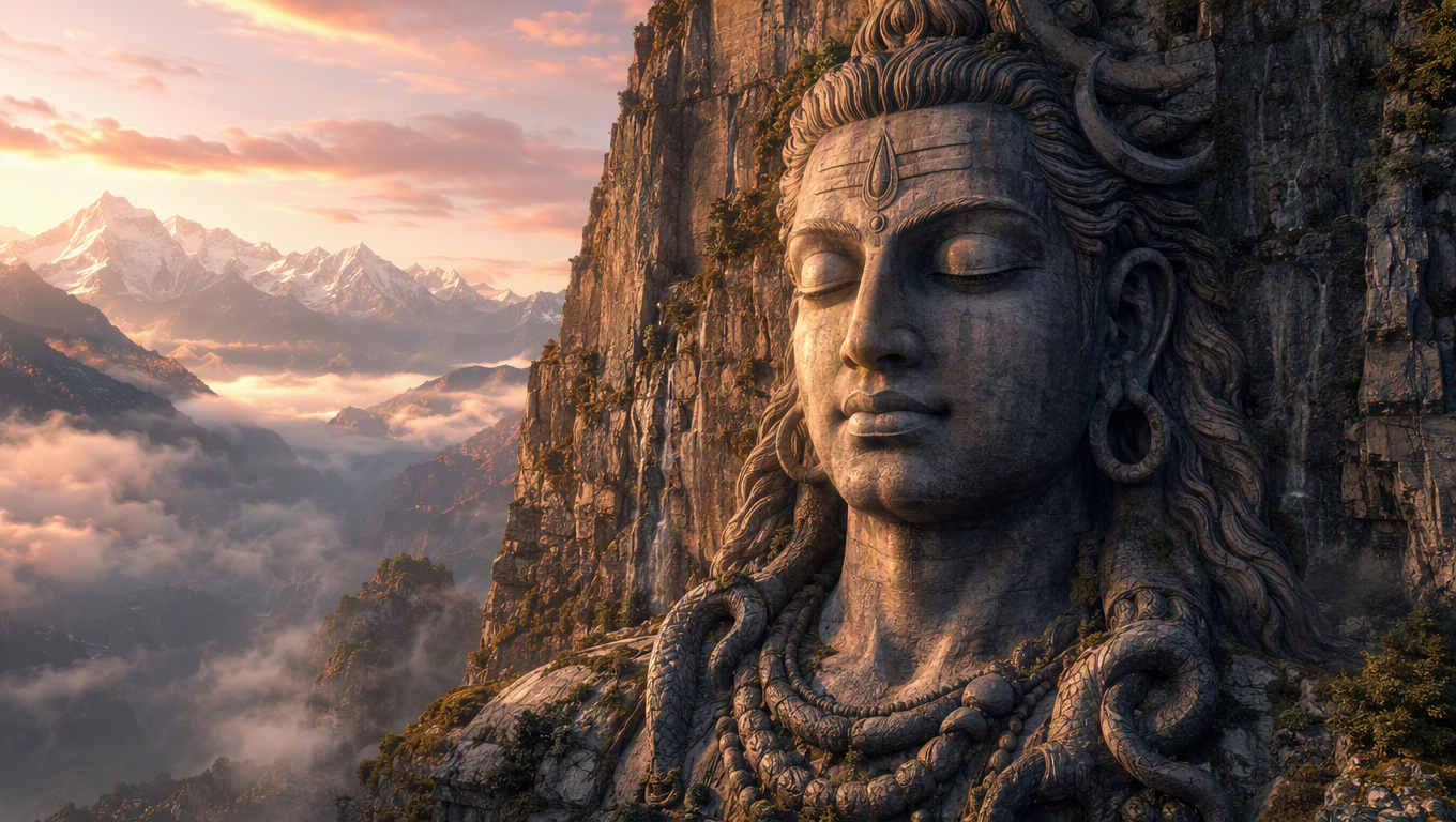 Adiyogi Presence at Himalayan Dawn