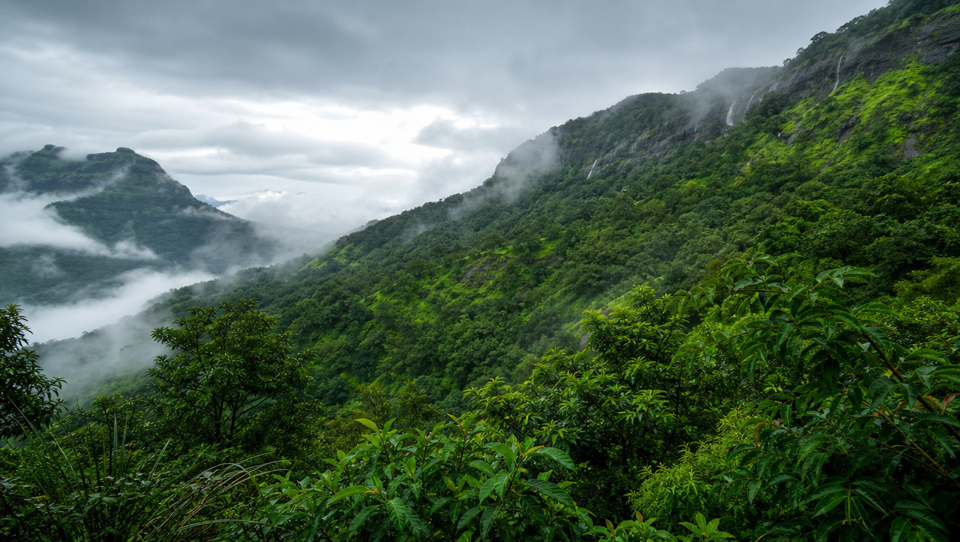 Monsoon Mist Over Green Hills