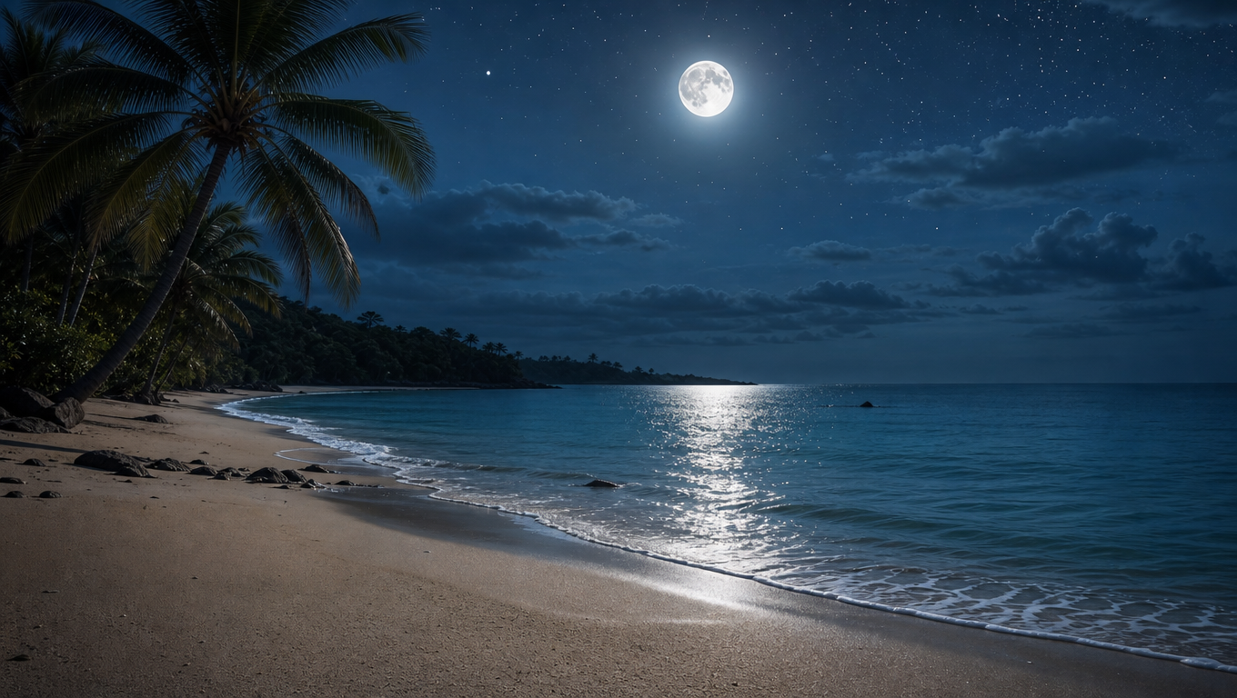 Moonlit Quiet Shoreline