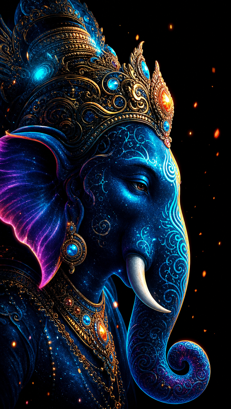 Cosmic Neon Lord Ganesha