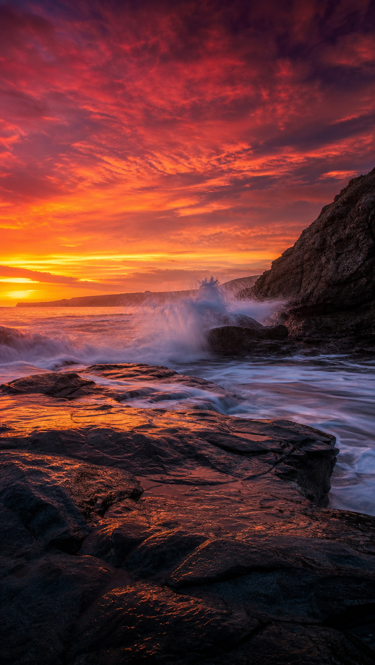 Rocky Shore at Sunset