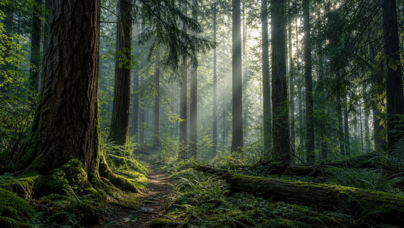 Misty Pine Forest Path
