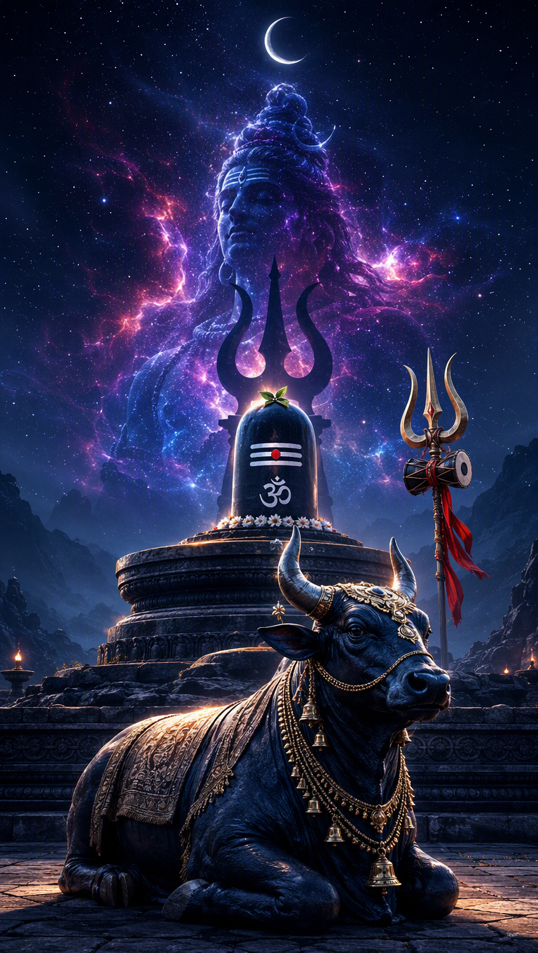 Cosmic Shiva Lingam with Nandi
